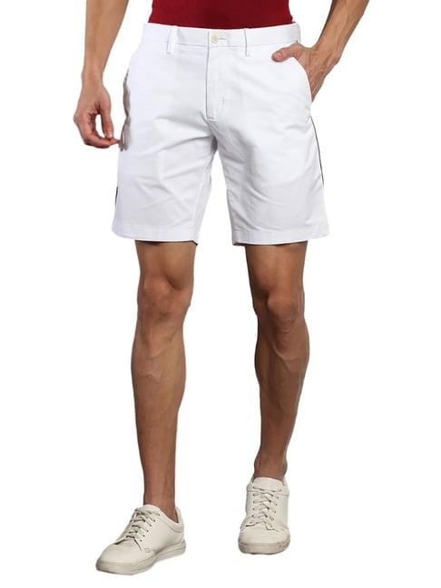 tommy hilfiger white cotton regular fit striped shorts