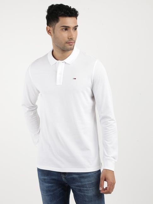 tommy hilfiger white cotton slim fit polo t-shirt