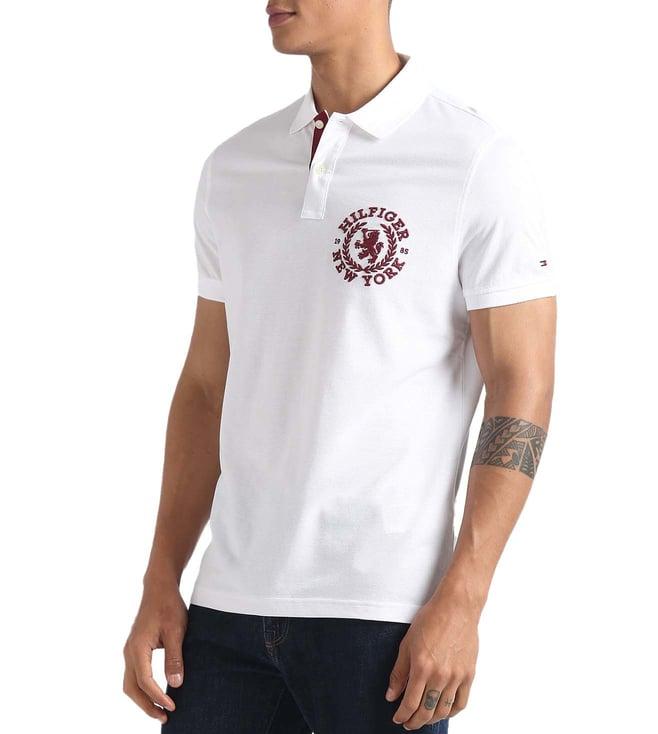 tommy hilfiger white embroidery regular fit polo t-shirt