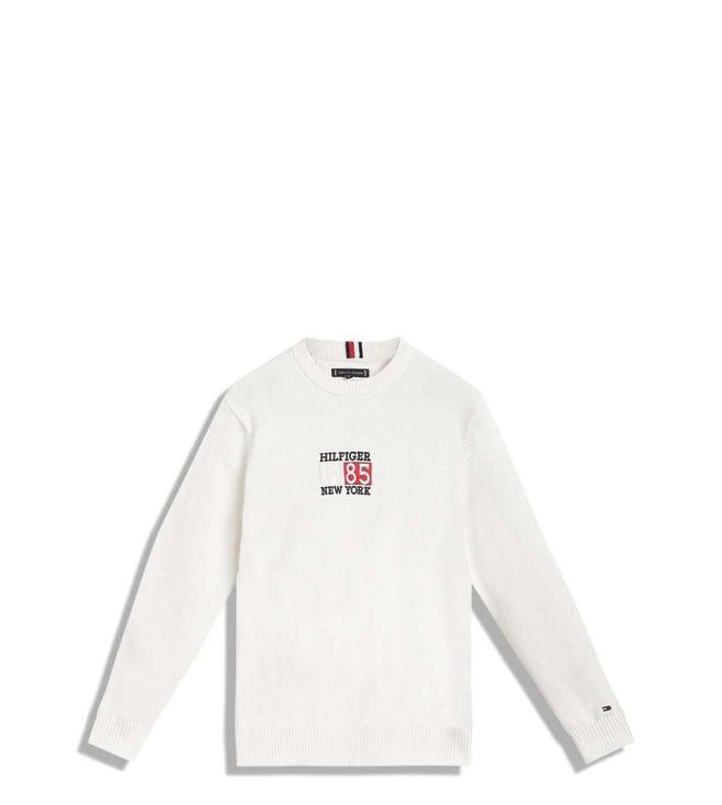 tommy hilfiger white embroidery regular fit sweater