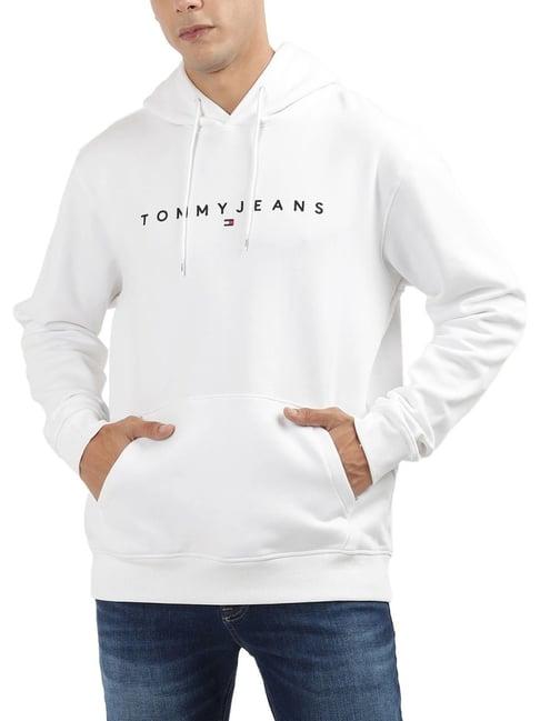 tommy hilfiger white logo regular fit hoodie