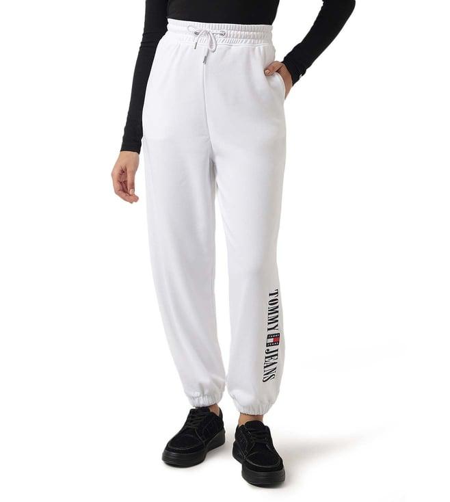 tommy hilfiger white logo relaxed fit joggers