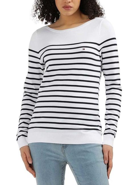 tommy hilfiger white stripes regular fit sweater