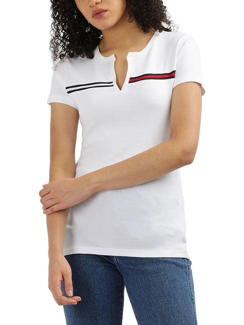 tommy hilfiger white stripes regular fit t-shirt