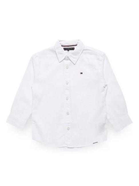 tommy hilfiger white textured relaxed fit shirt