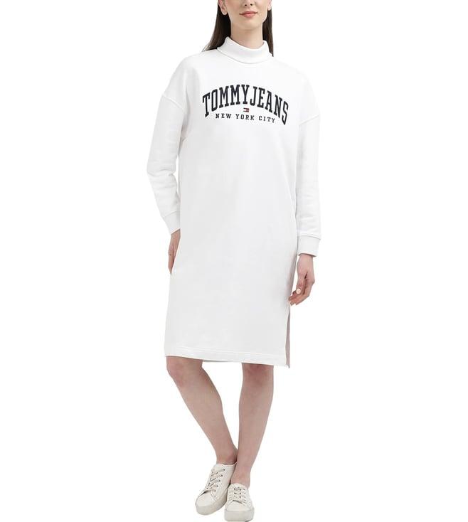 tommy hilfiger white womens embroidered heavyknit dress