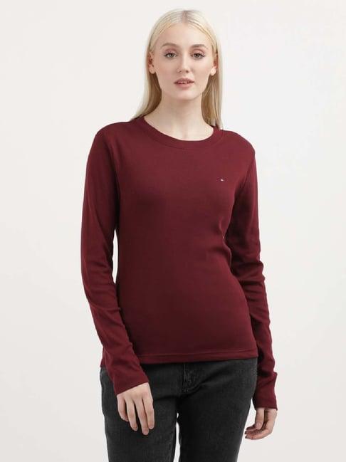 tommy hilfiger wine cotton t-shirt