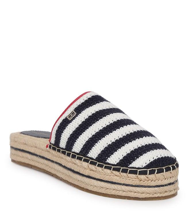 tommy hilfiger women's space blue & white espadrille mules