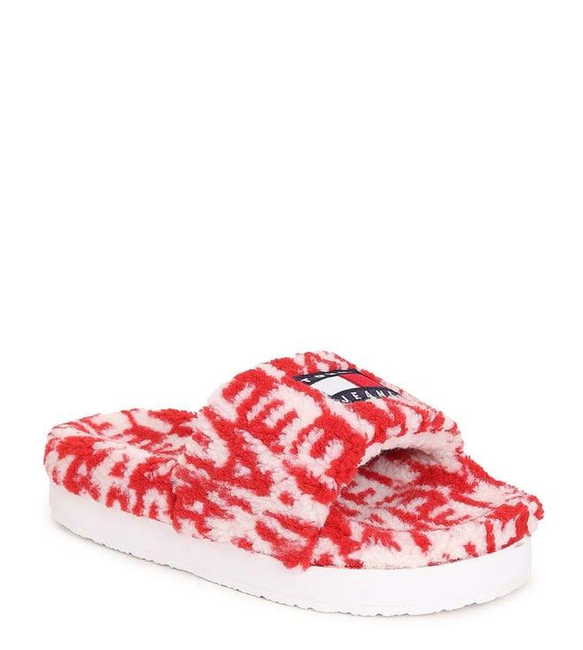 tommy hilfiger women's white & deep crimson slide sandals