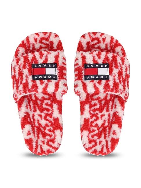 tommy hilfiger women's white & deep crimson slide sandals