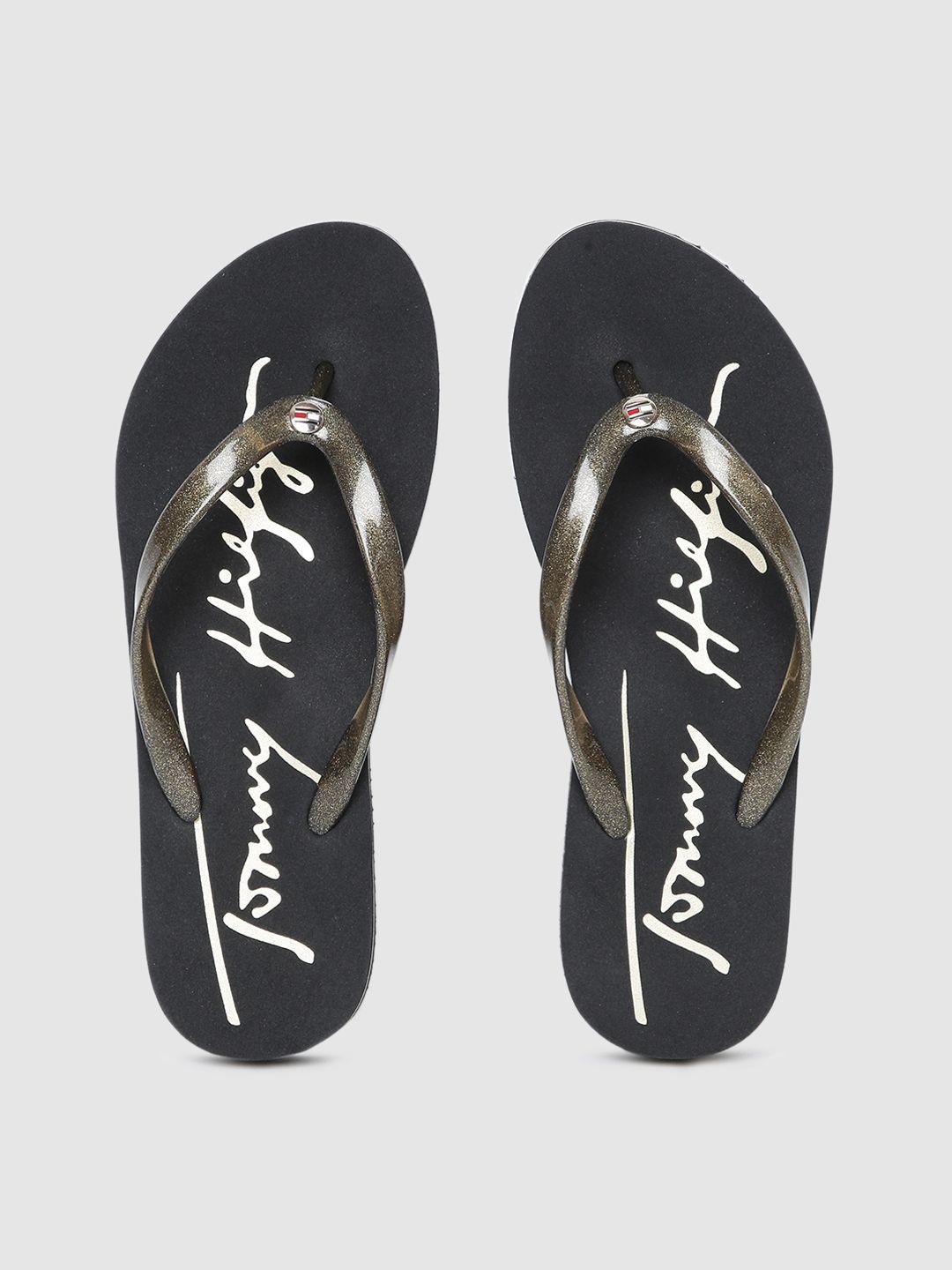 tommy hilfiger women black thong flip-flops