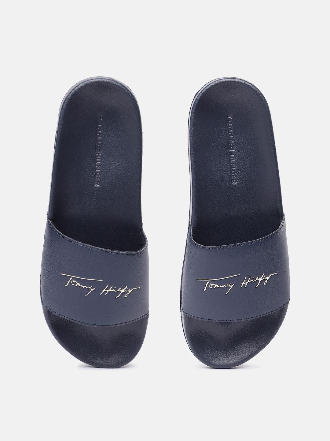 tommy hilfiger women brand logo printed sliders