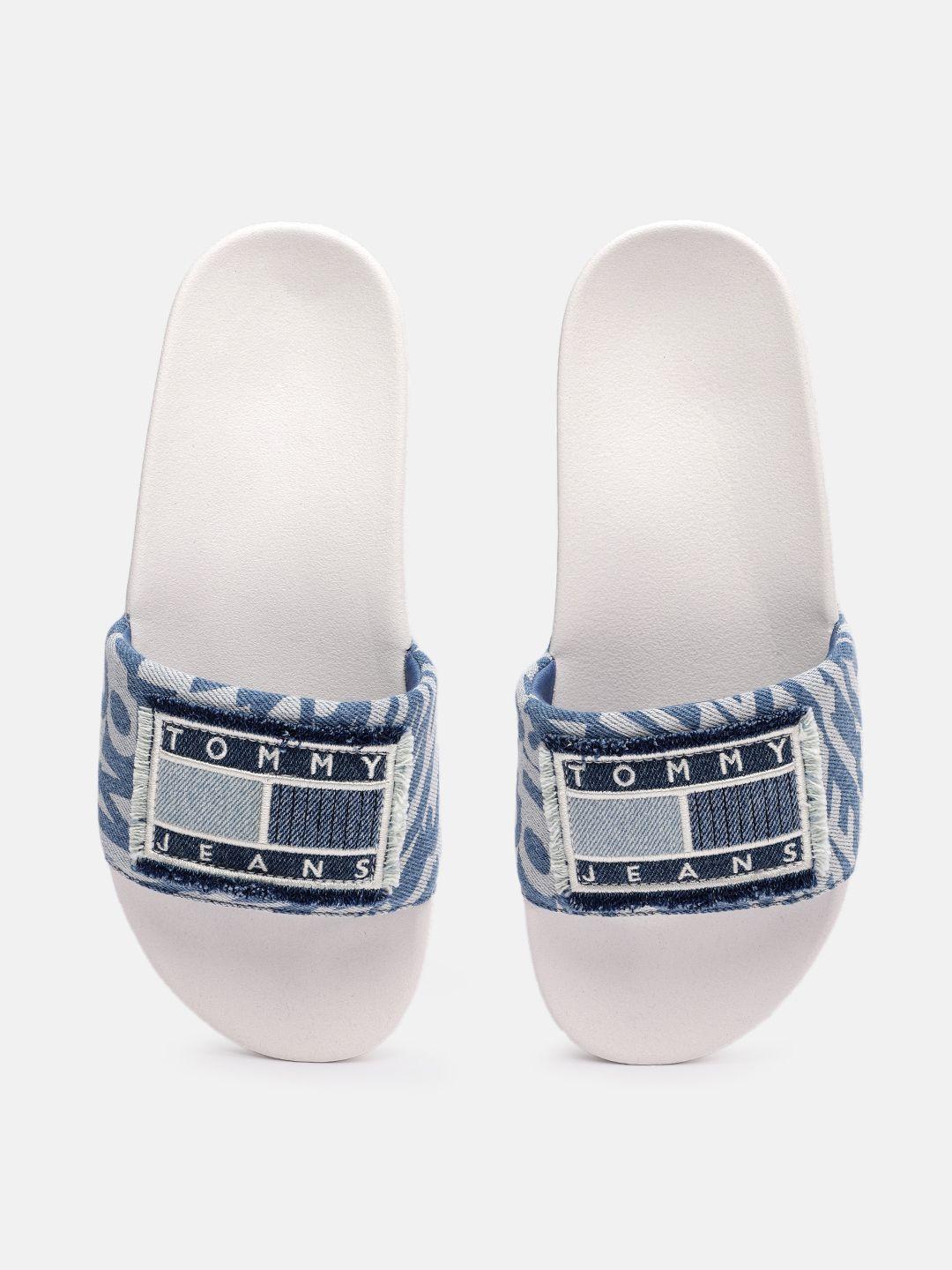 tommy hilfiger women brand logo printed sliders