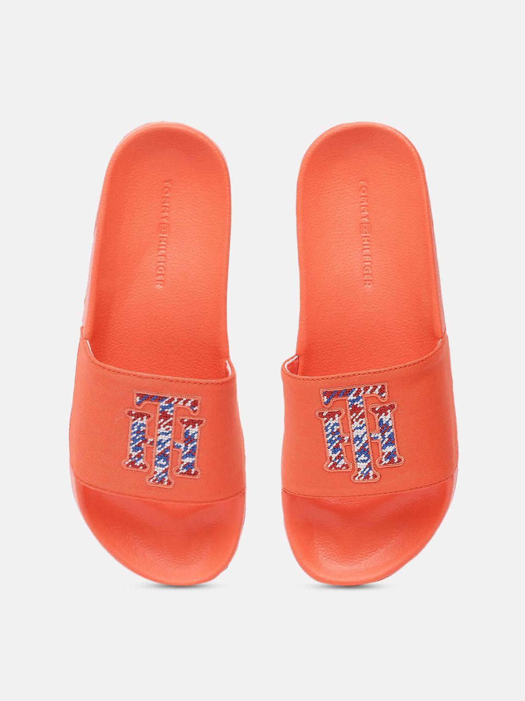 tommy hilfiger women coral brand logo pool croslite sliders