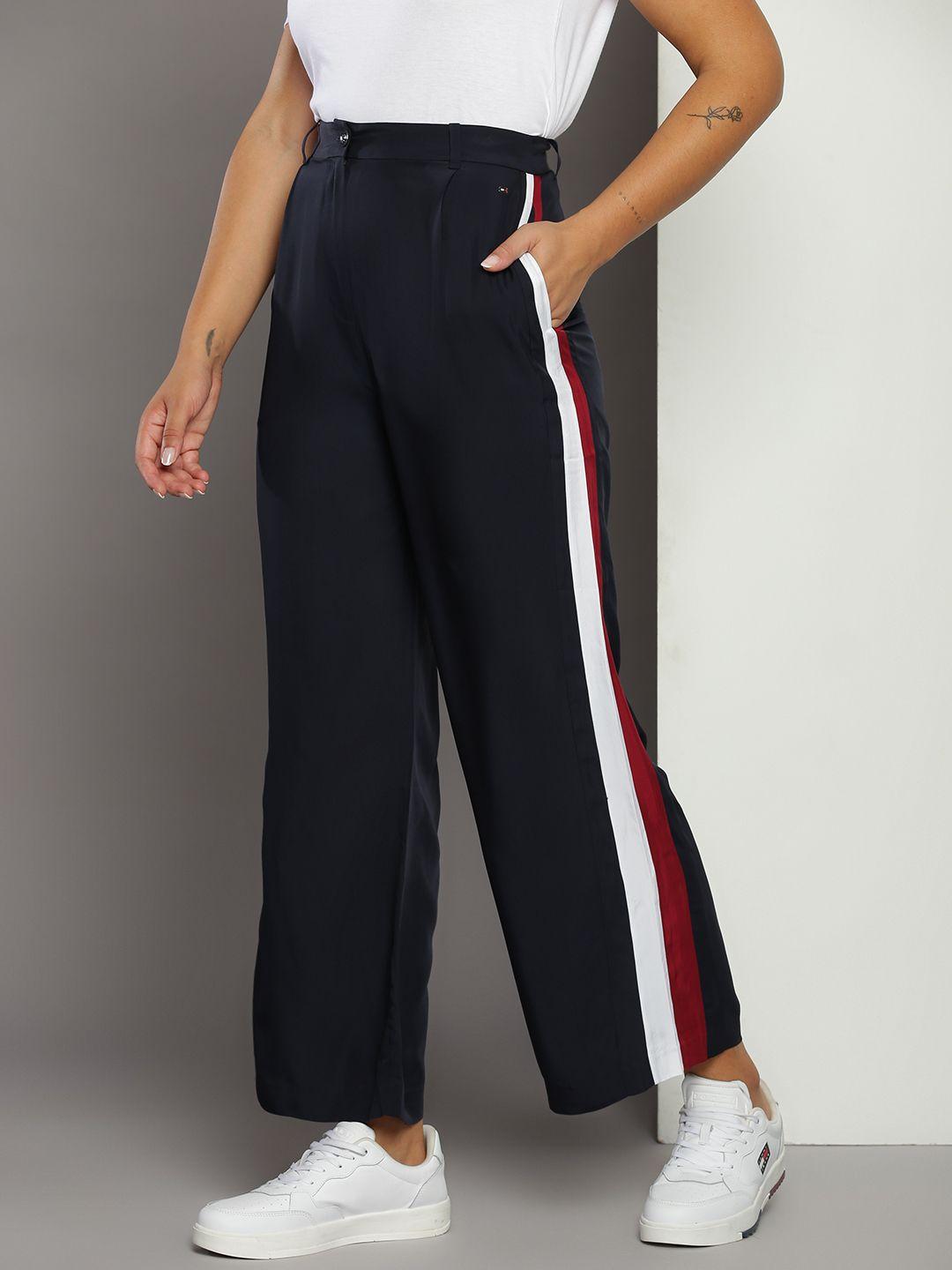 tommy hilfiger women flared high-rise pleated trousers