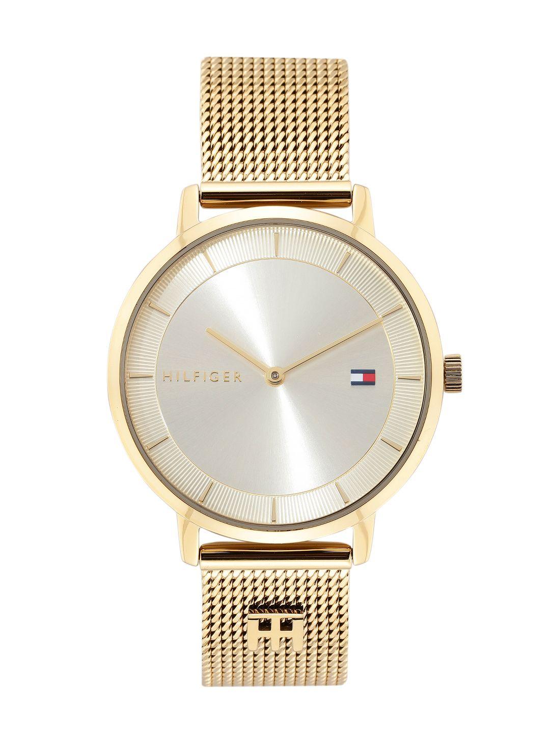 tommy hilfiger women gold-toned dial & bracelet style straps analogue watch th1782286w