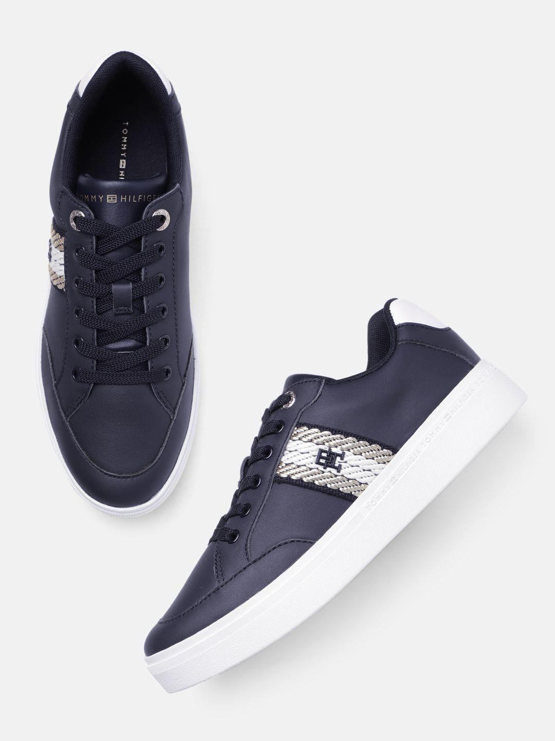 tommy hilfiger women leather sneakers with applique detail