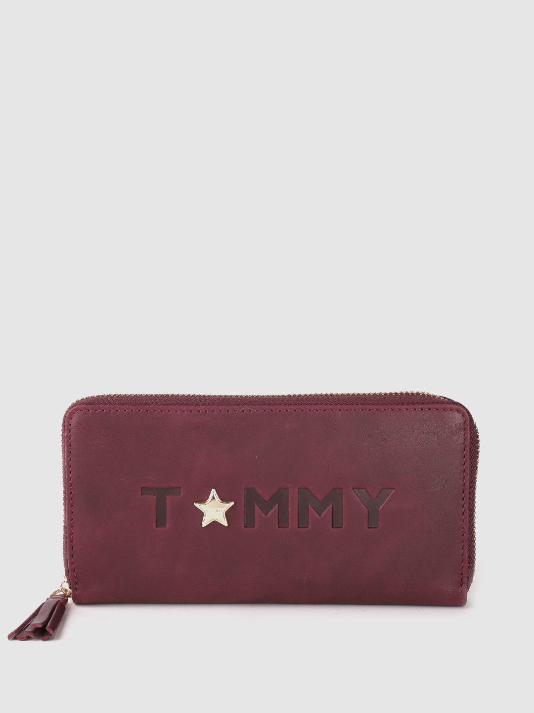 tommy hilfiger women maroon leather envelope