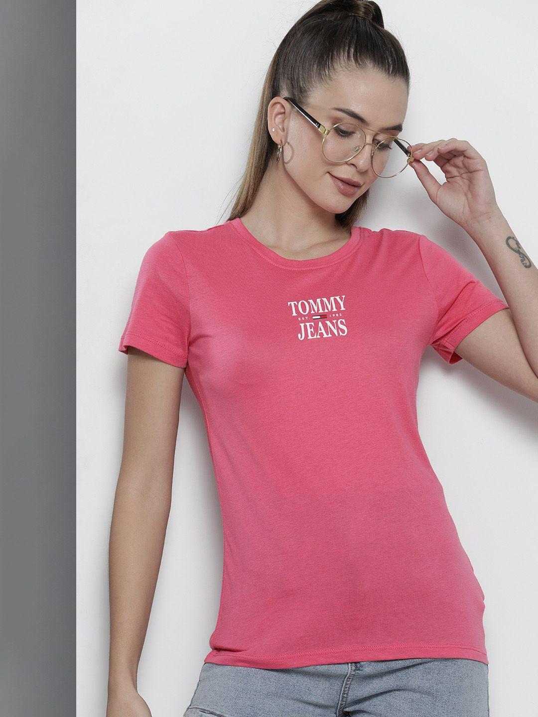 tommy hilfiger women pink slim fit t-shirt