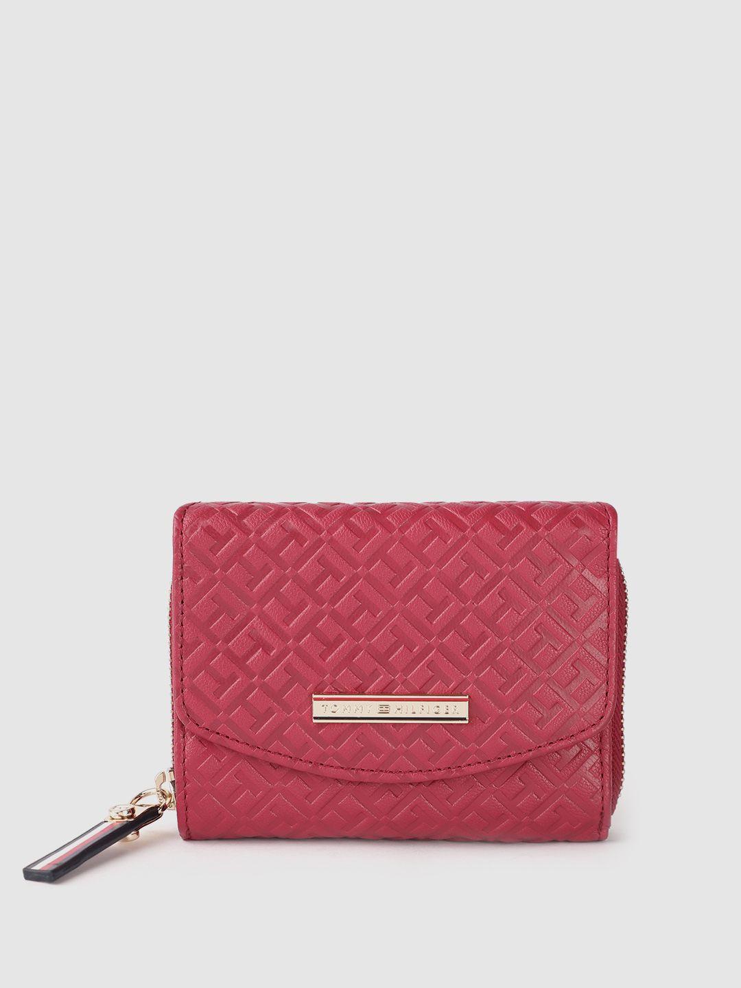 tommy hilfiger women red geometric leather envelope