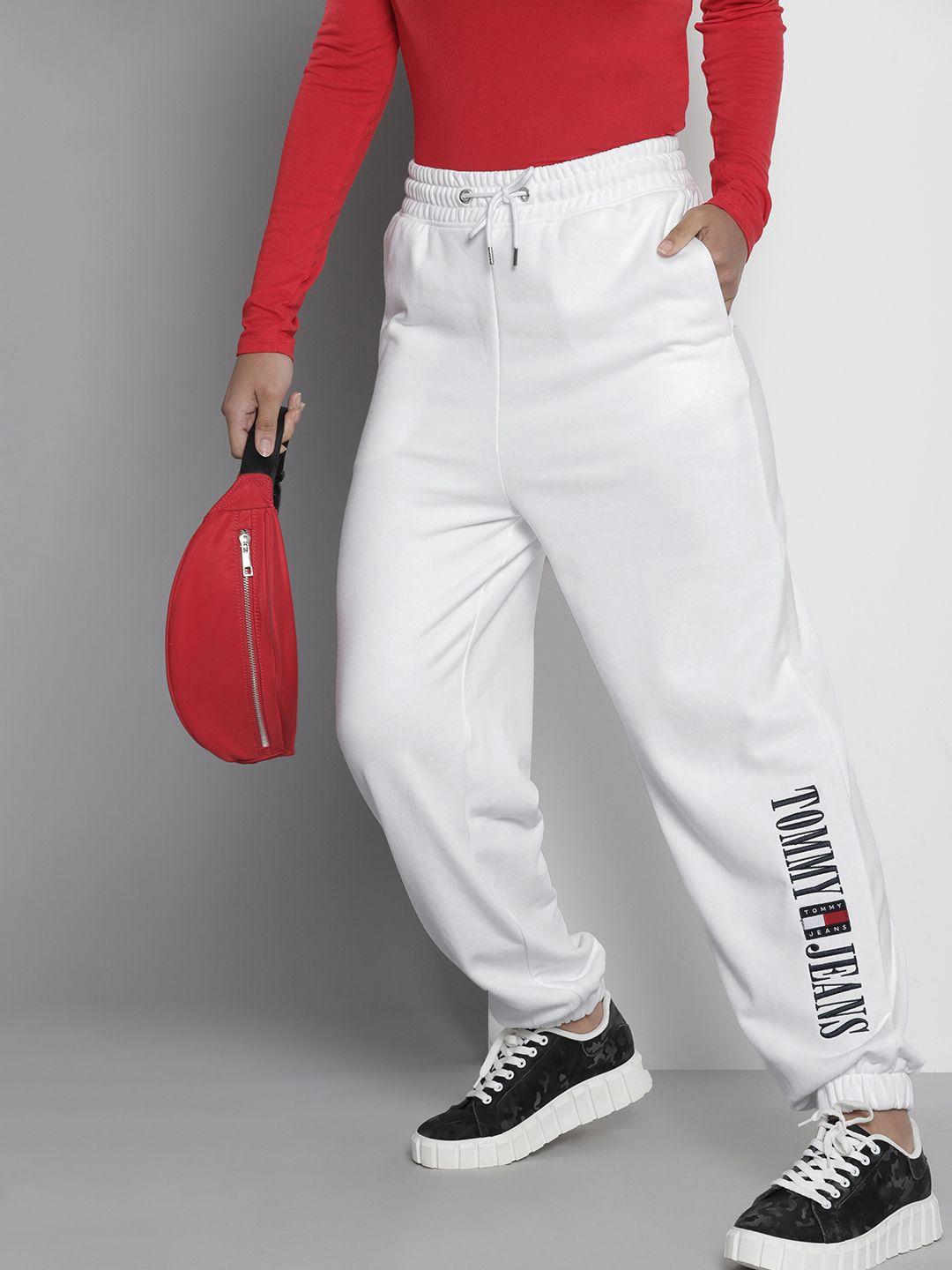 tommy hilfiger women relaxed fit brand logo embroidered joggers