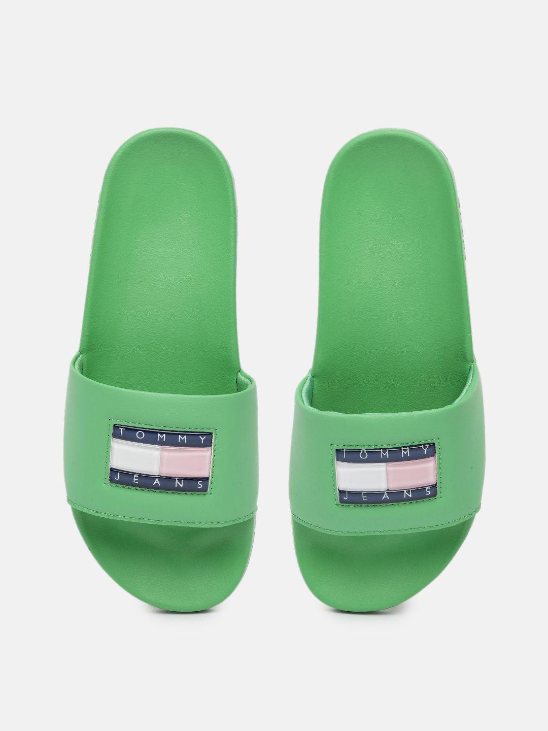 tommy hilfiger women sliders with brand logo applique