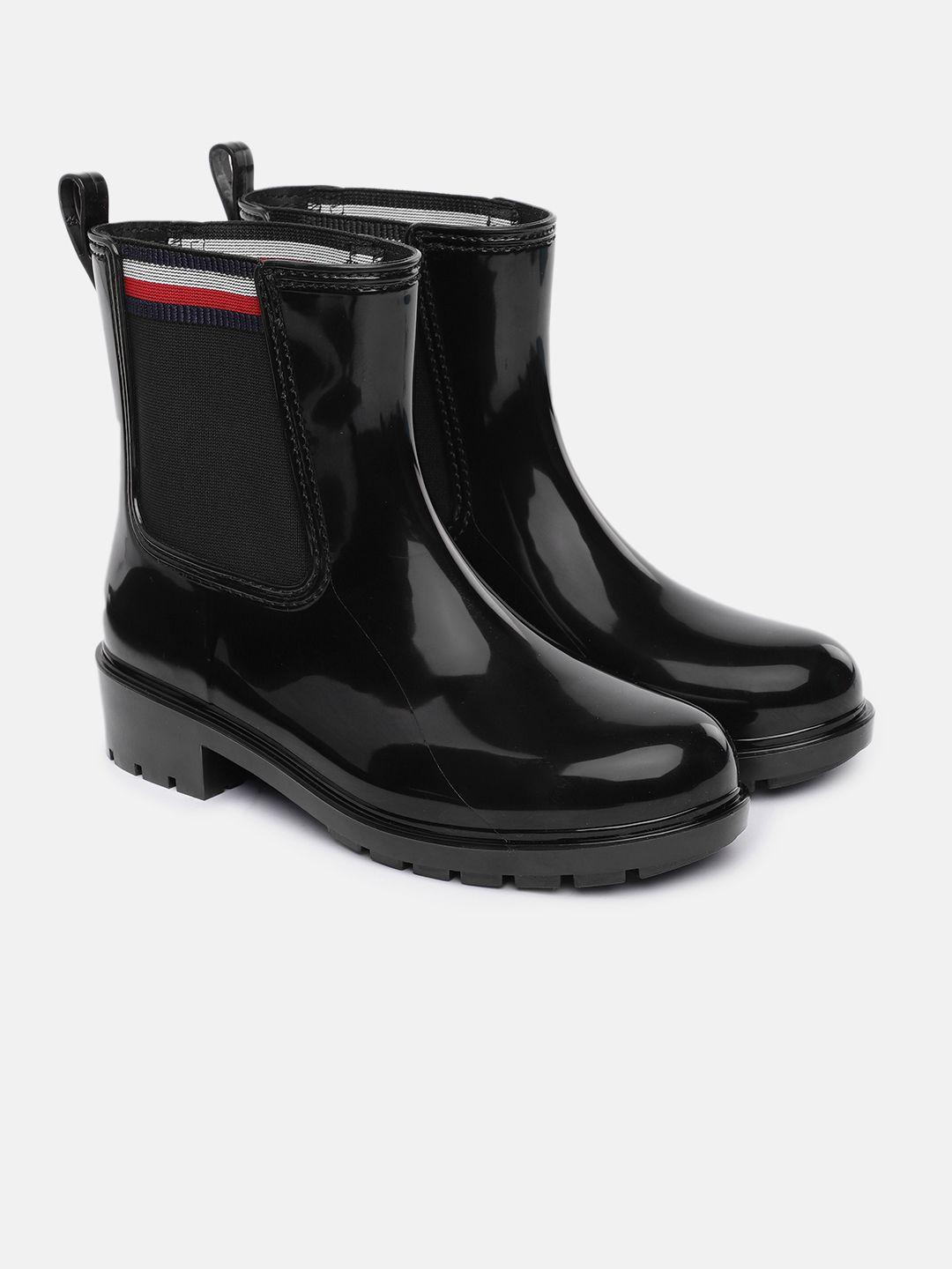 tommy hilfiger women solid high-top block rain boots