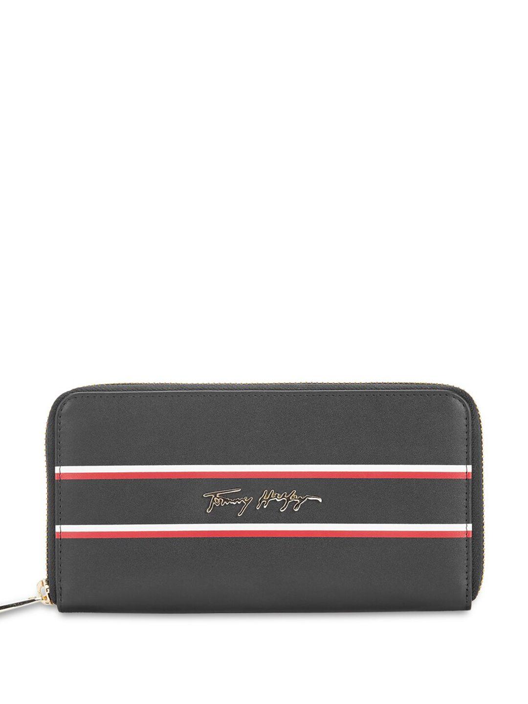 tommy hilfiger women striped leather zip around wallet