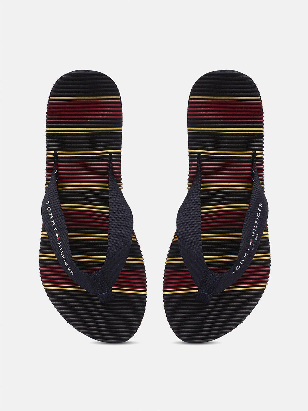 tommy hilfiger women striped thong flip-flops