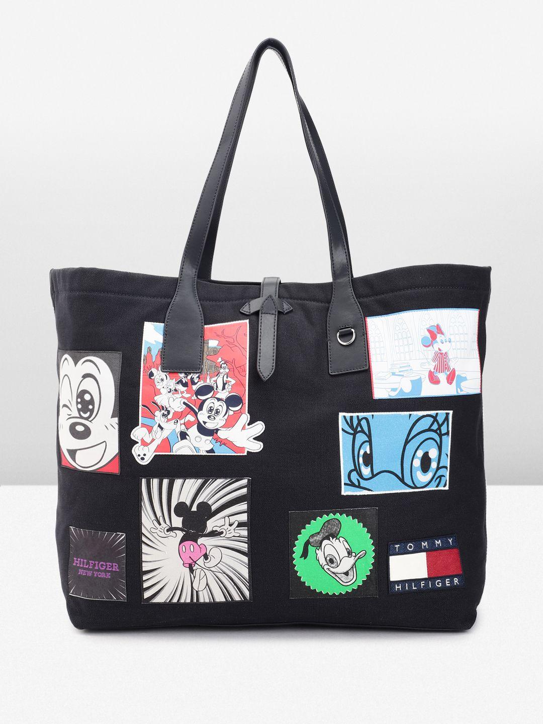tommy hilfiger x disney oversized tote bag with mickey & friends printed applique
