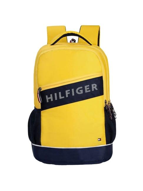 tommy hilfiger yellow & black polyester large laptop backpack