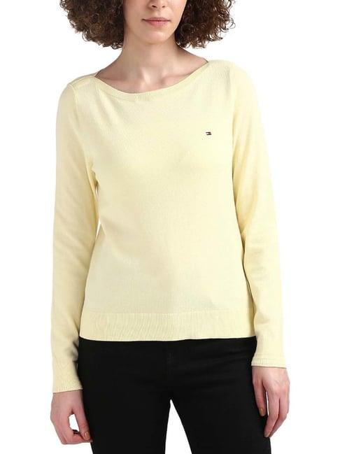 tommy hilfiger yellow cotton sweater