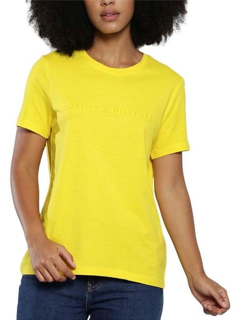 tommy hilfiger yellow cotton t-shirt