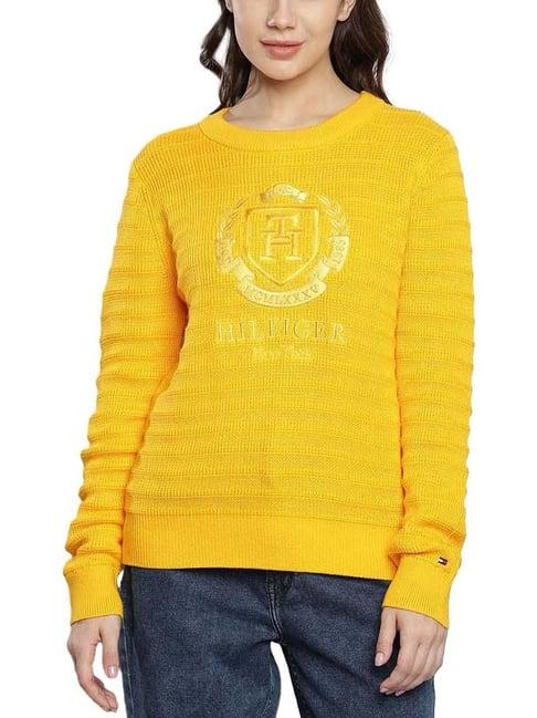 tommy hilfiger yellow embroidery regular fit sweater