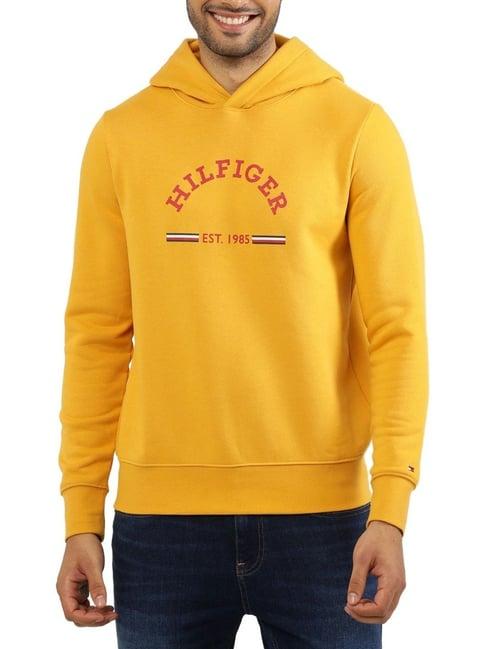 tommy hilfiger yellow logo regular fit hoodie