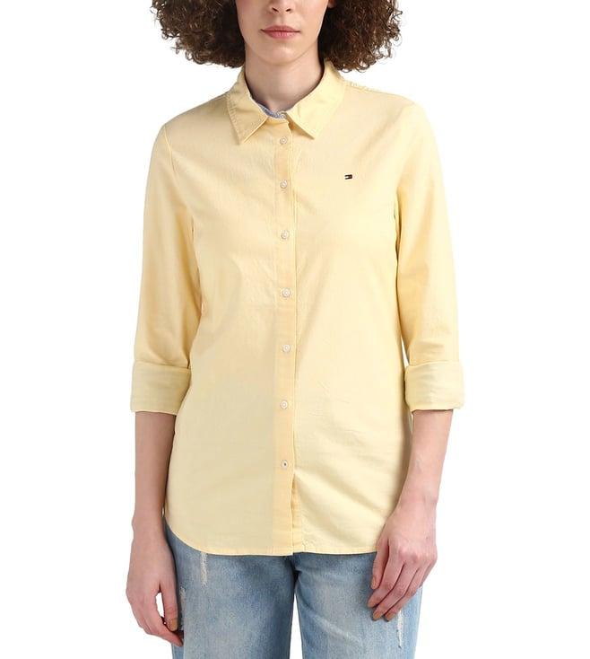 tommy hilfiger yellow regular fit shirt