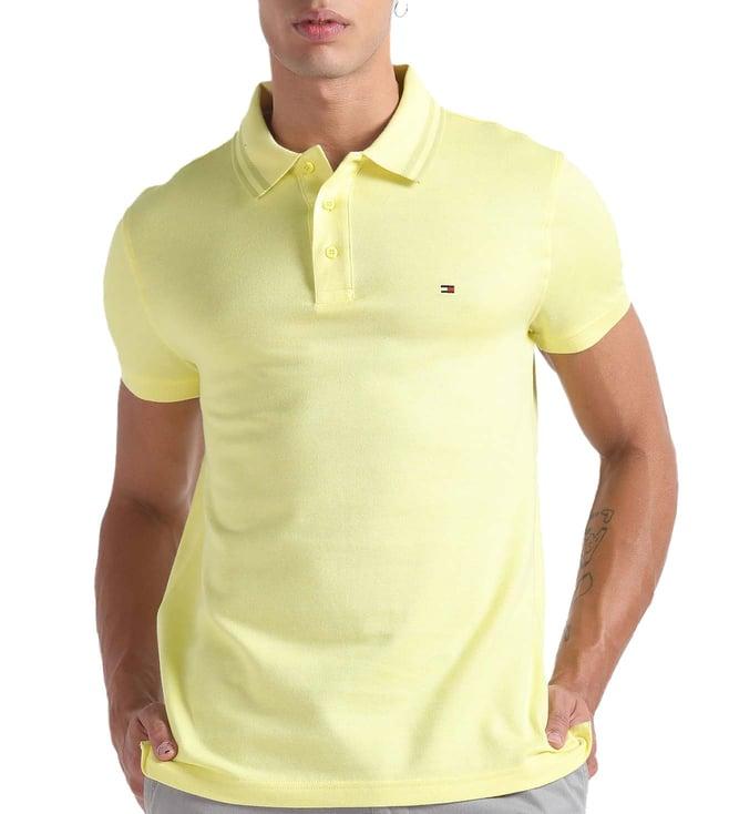 tommy hilfiger yellow tulip solid slim fit polo t-shirt