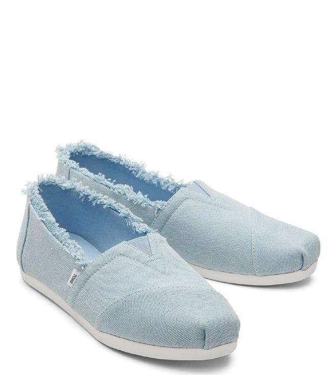 toms women's washed denim light blue slip on sneakers