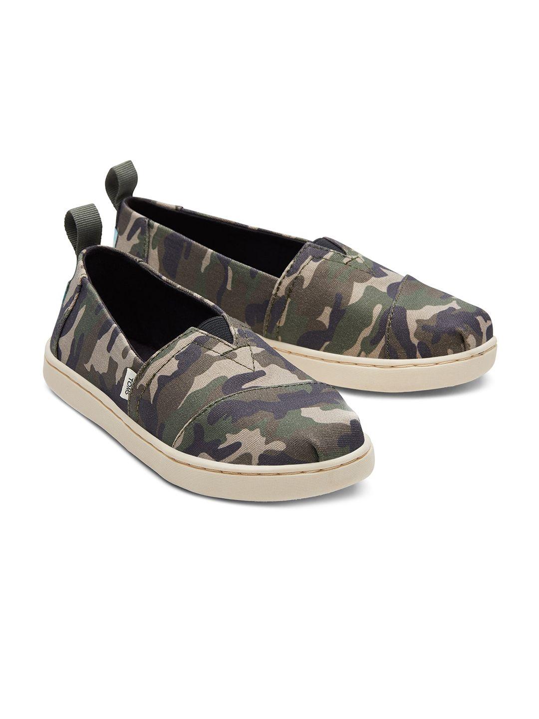 toms boys grey printed canvas lightweight slip-on sneakers