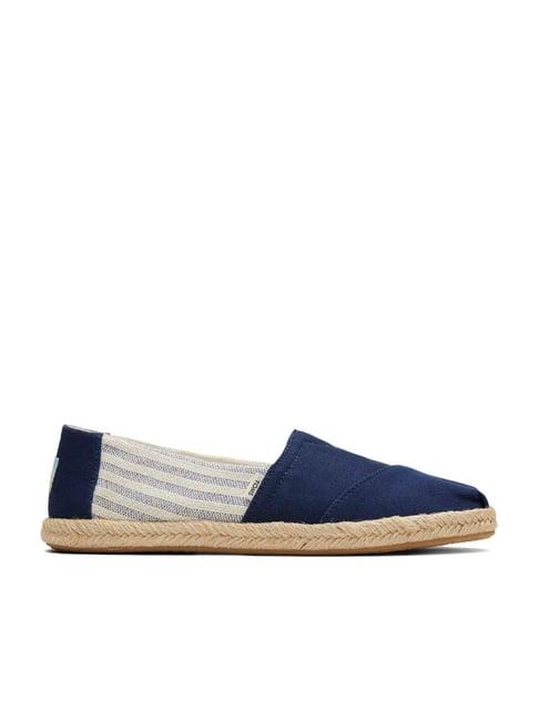 toms women's alpargata rope navy stripes espadrille shoes