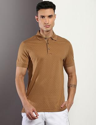 tonal geometric slim fit polo shirt