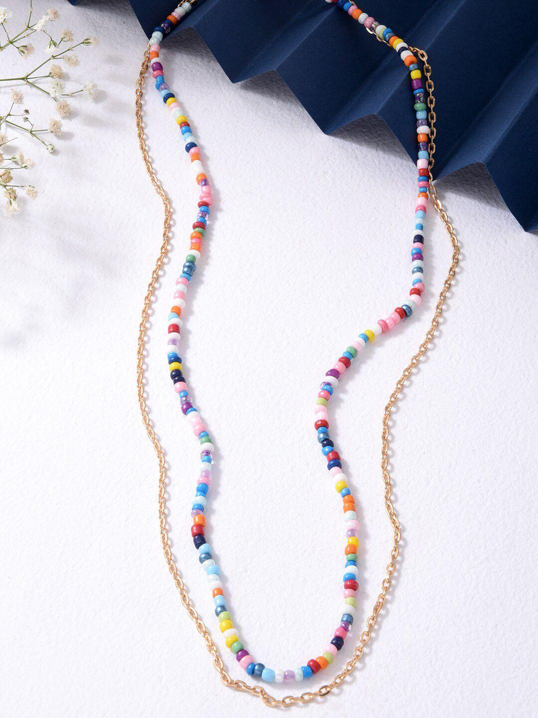 toniq gold-toned & blue gold-plated bohemian necklace