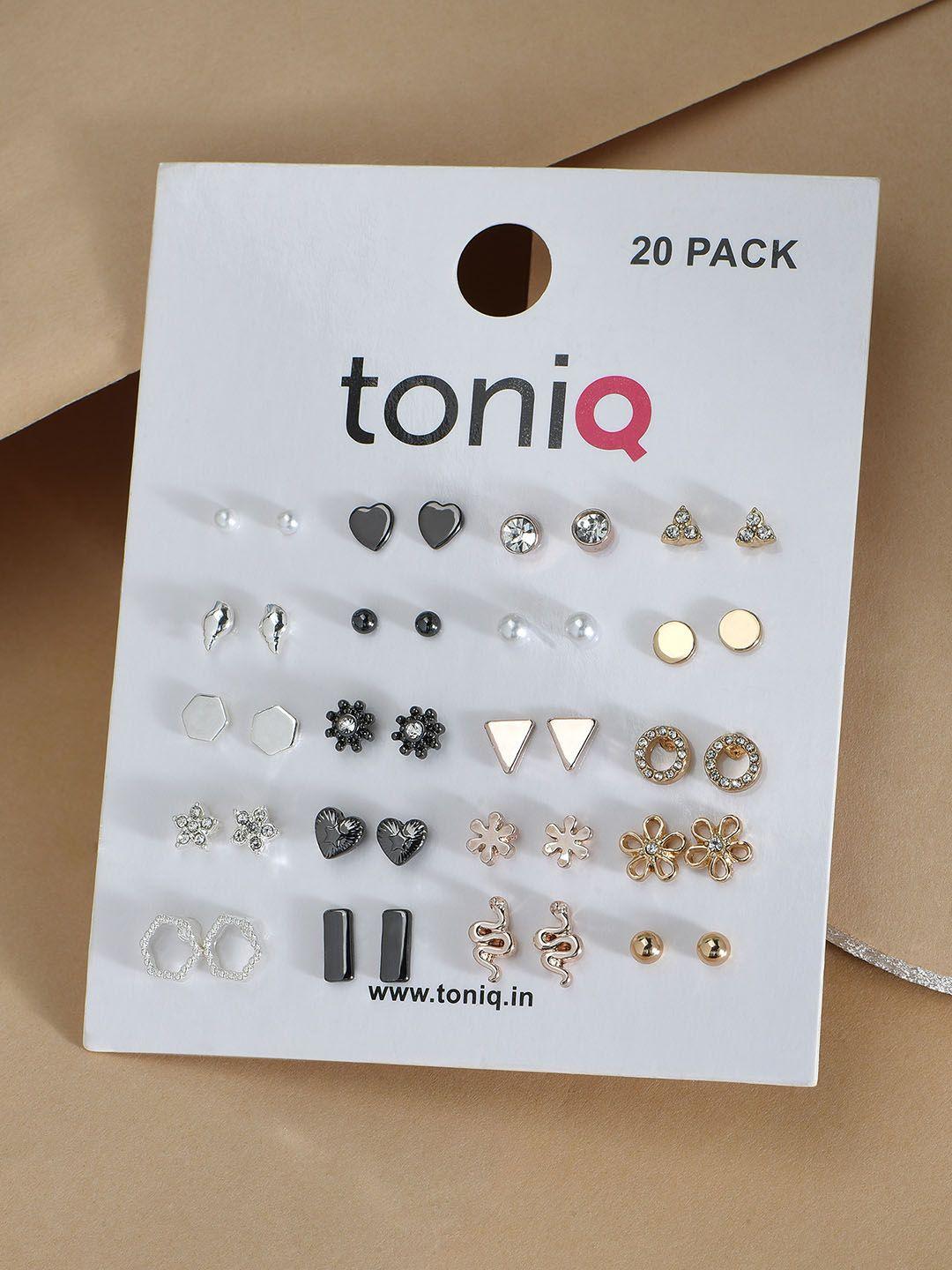 toniq set of 20 geometric studs earrings