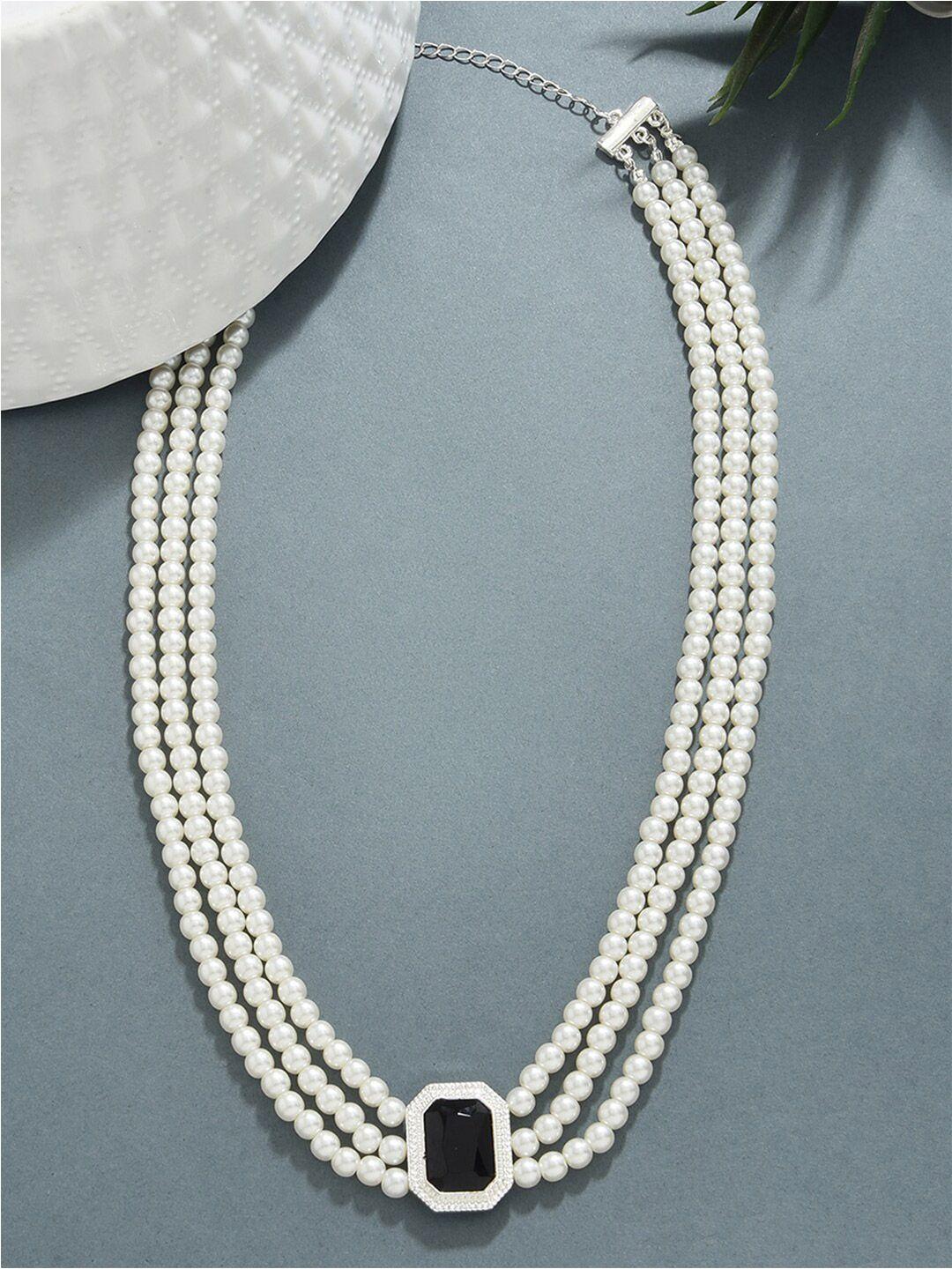 toniq silver plated beaded layered necklace