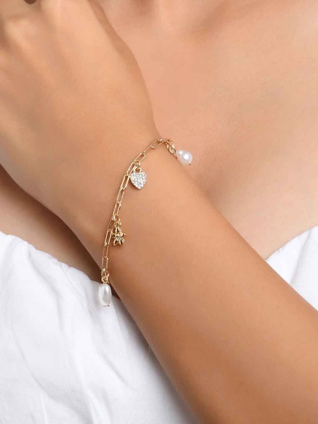 toniq women gold-plated alloy charm bracelet