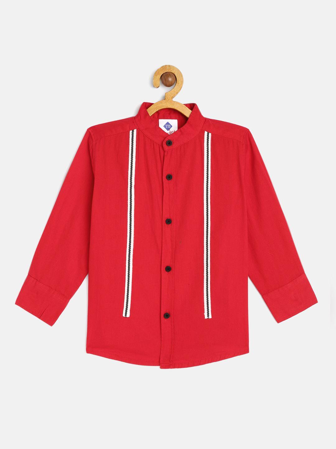 tonyboy boys red solid premium regular fit casual pure cotton shirt