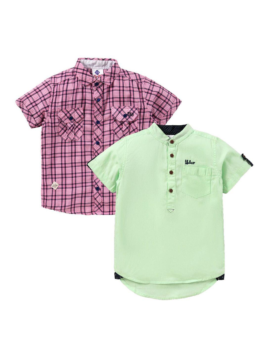 tonyboy boys pack of 2 cotton classic checked casual shirt