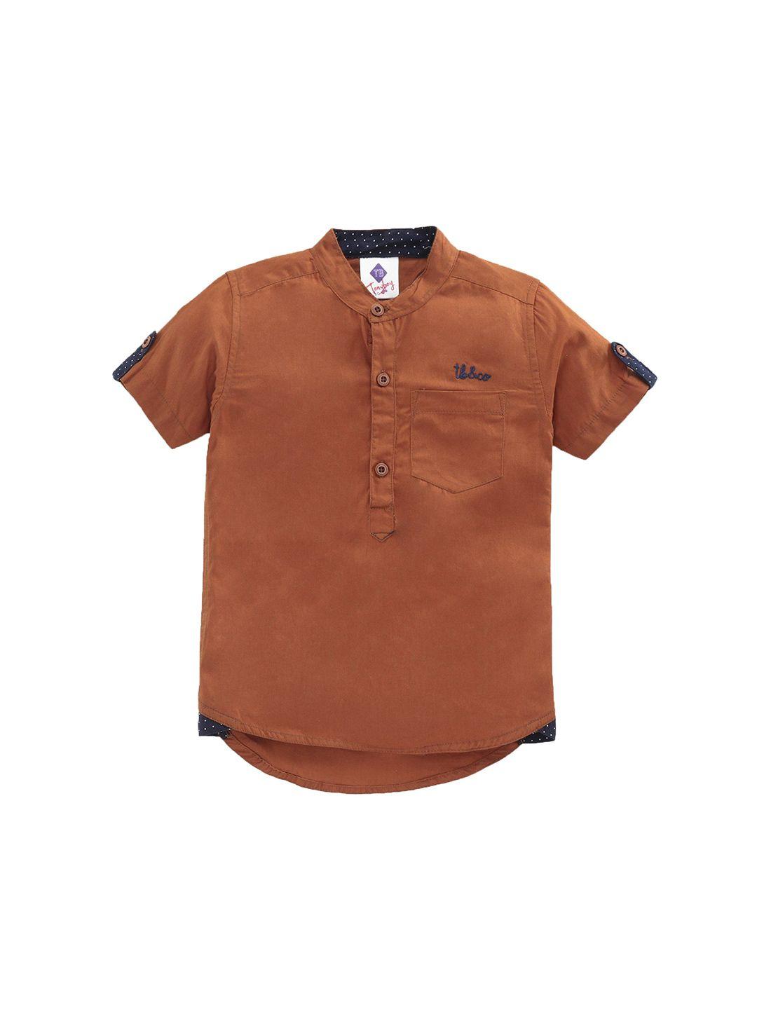 tonyboy boys rust premium casual cotton shirt