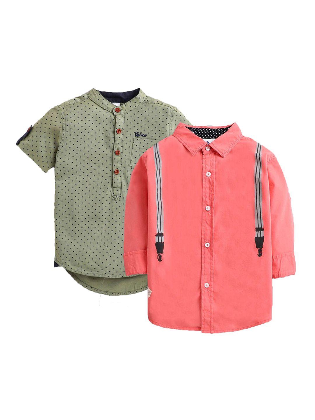 tonyboy boys set of 2 premium printed cotton casual shirts
