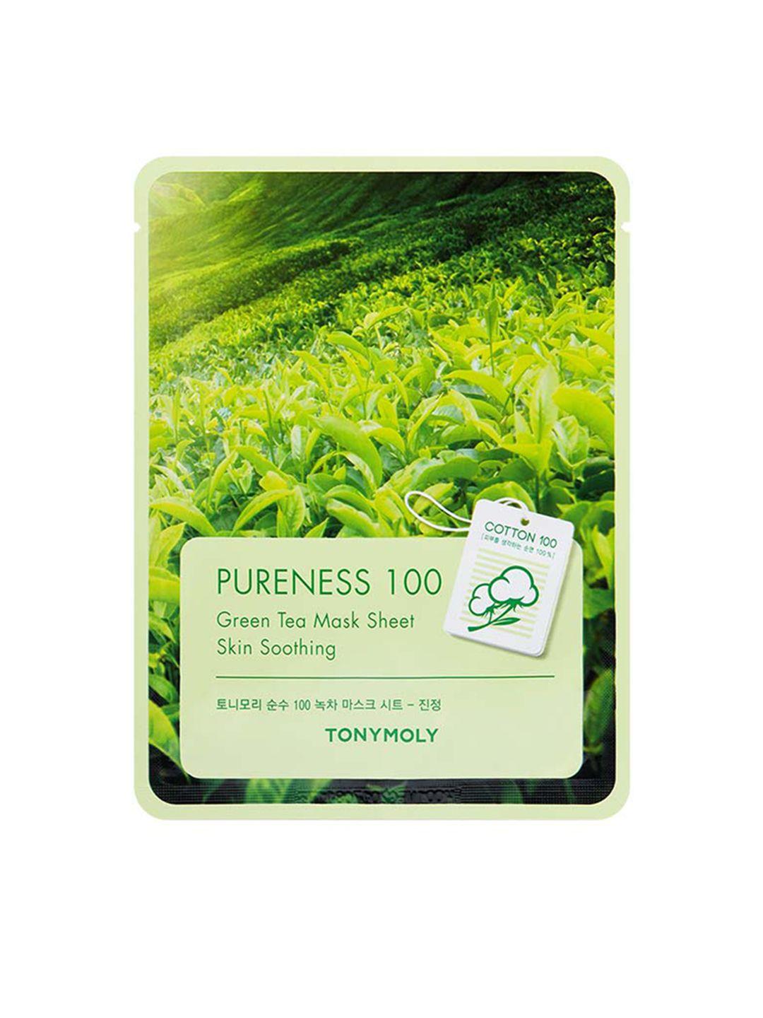 tonymoly pureness 100 green tea mask sheet for skin soothing - 21ml